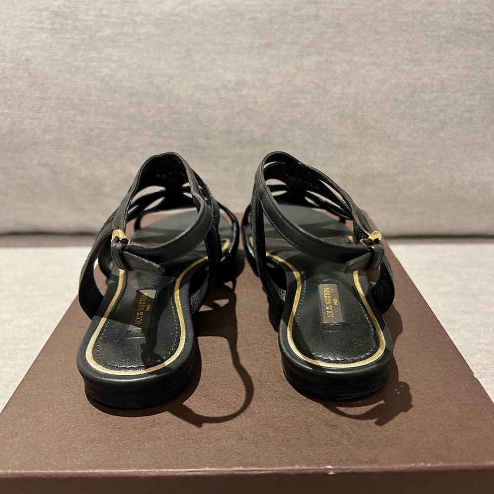 Louis Vuitton Black Strappy Leather Sandals - Picture 4 of 9